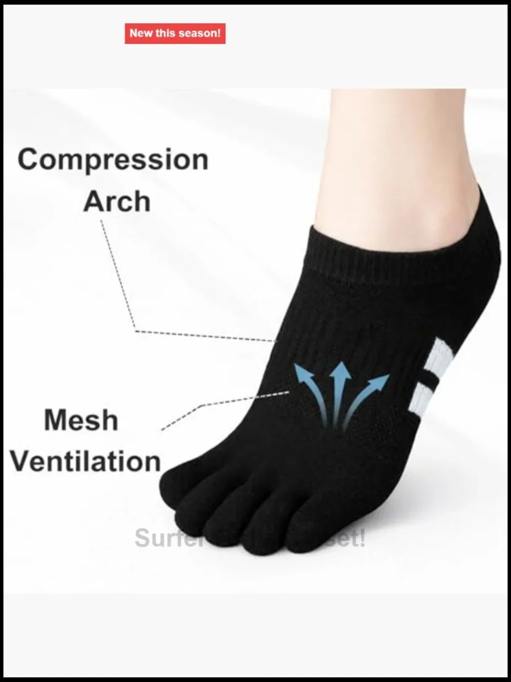 Cushioned No-Show Five-Toe Socks for Women, Athletic, 4 Pairs